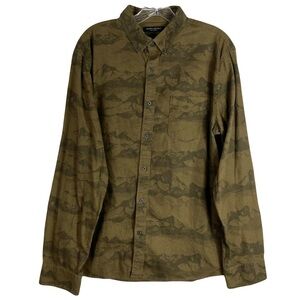 Banana Republic Button Up Shirt Luxe Flannel Untucked Slim Aztec Brown Sz L